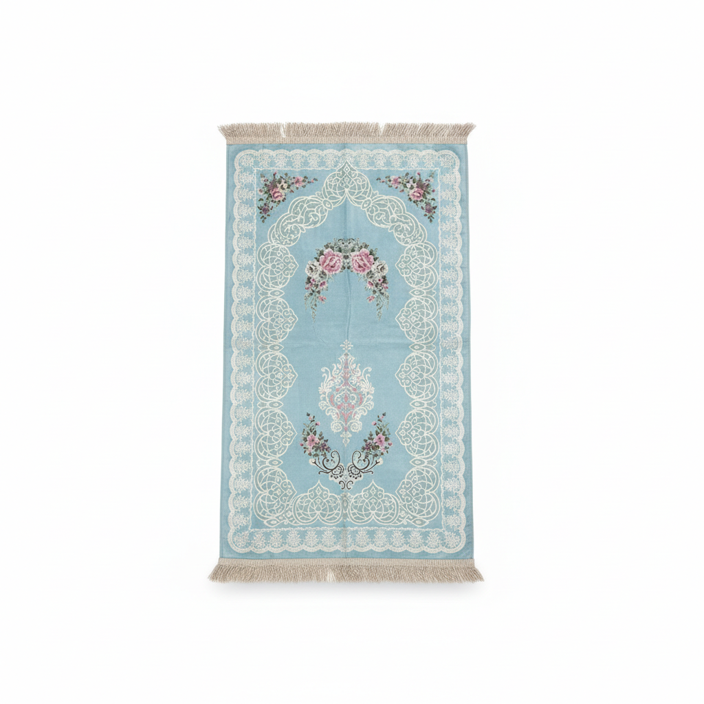 Satin Padded Floral Lace Premium Prayer Mat