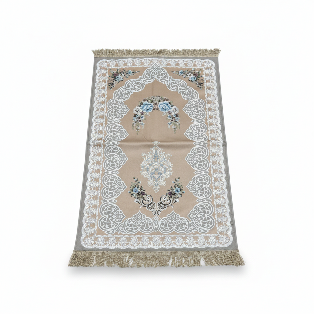 Satin Padded Floral Lace Premium Prayer Mat