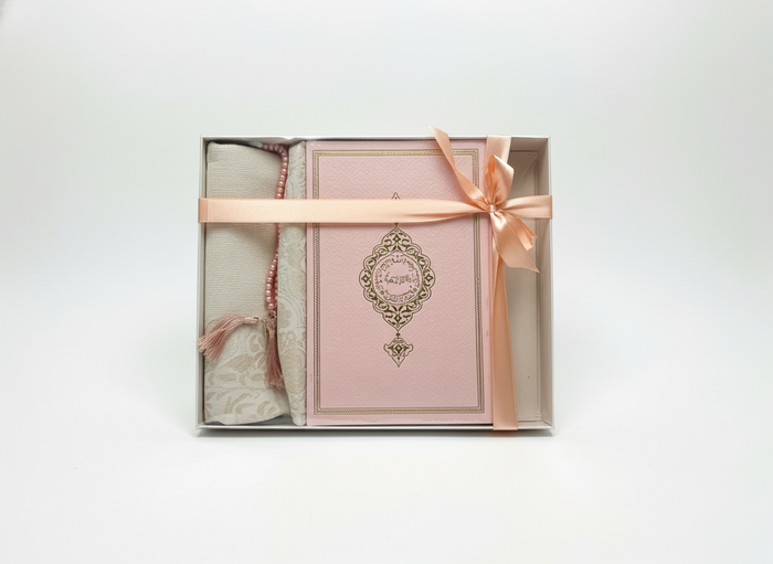 Pink Large-Sized Quran Gift Set with Prayer Mat and Tasbih