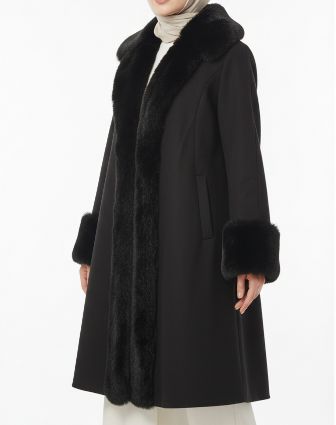 Fur black cape