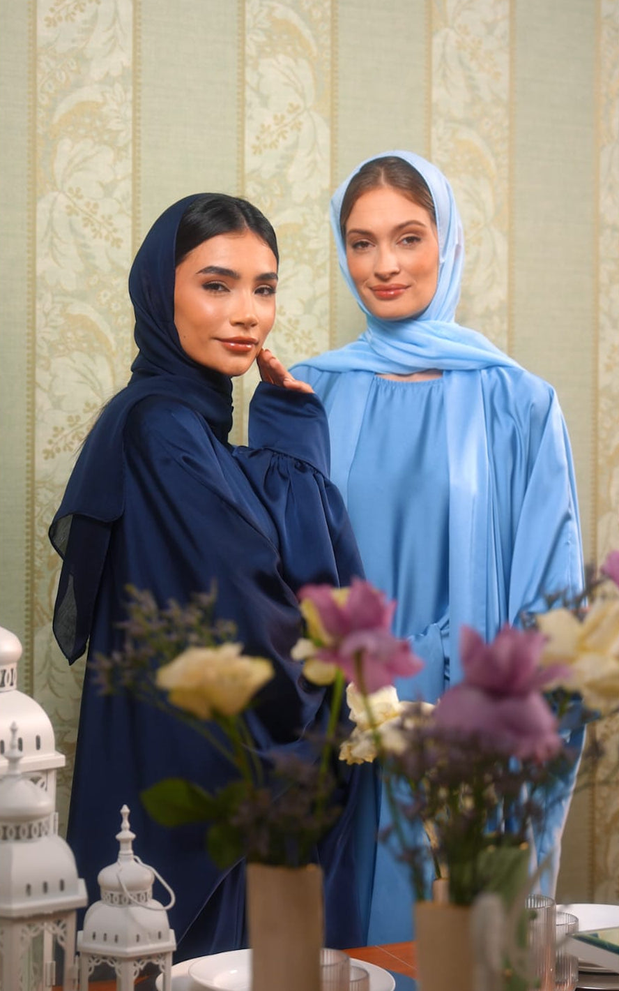 Satin Sleeveless Dress with waist tie & Abaya