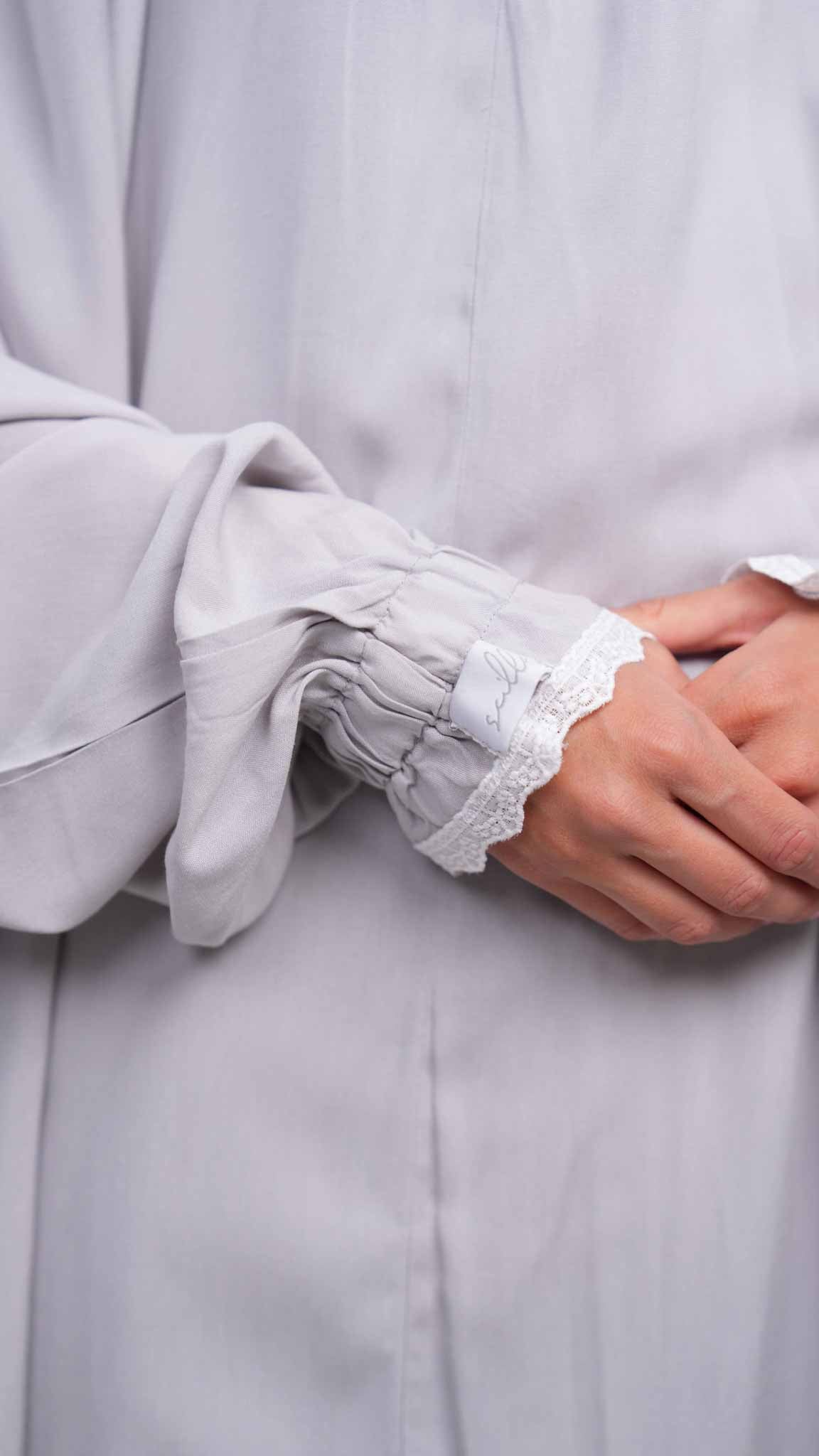 Pearl Grey Two Piece Prayer Gown