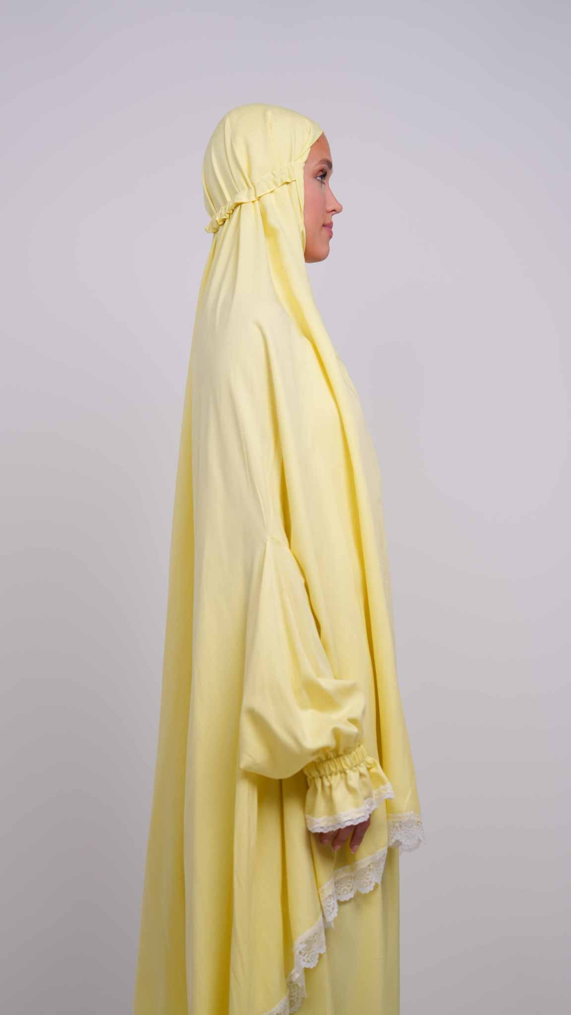 Pastel Yellow Two Piece Prayer Gown