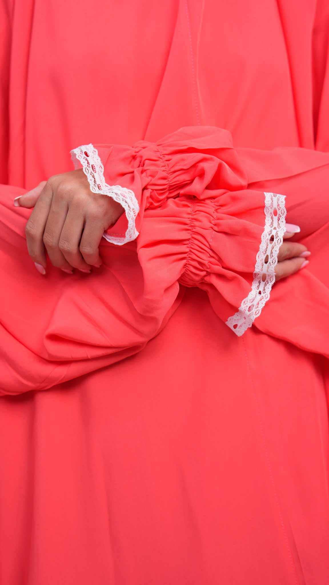 Bright Coral Two Piece Prayer Gown