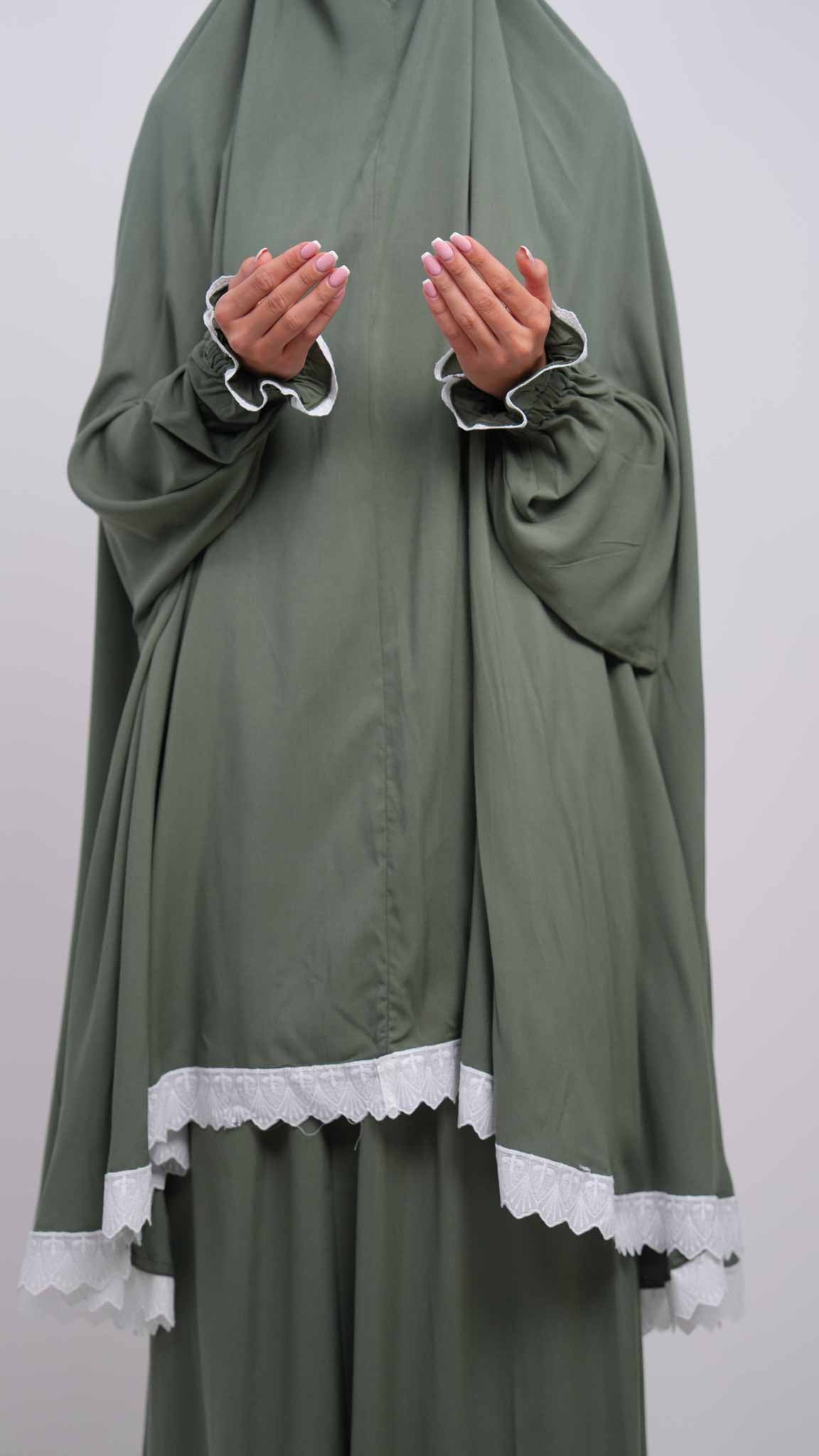 Olive Green Two Piece Prayer Gown