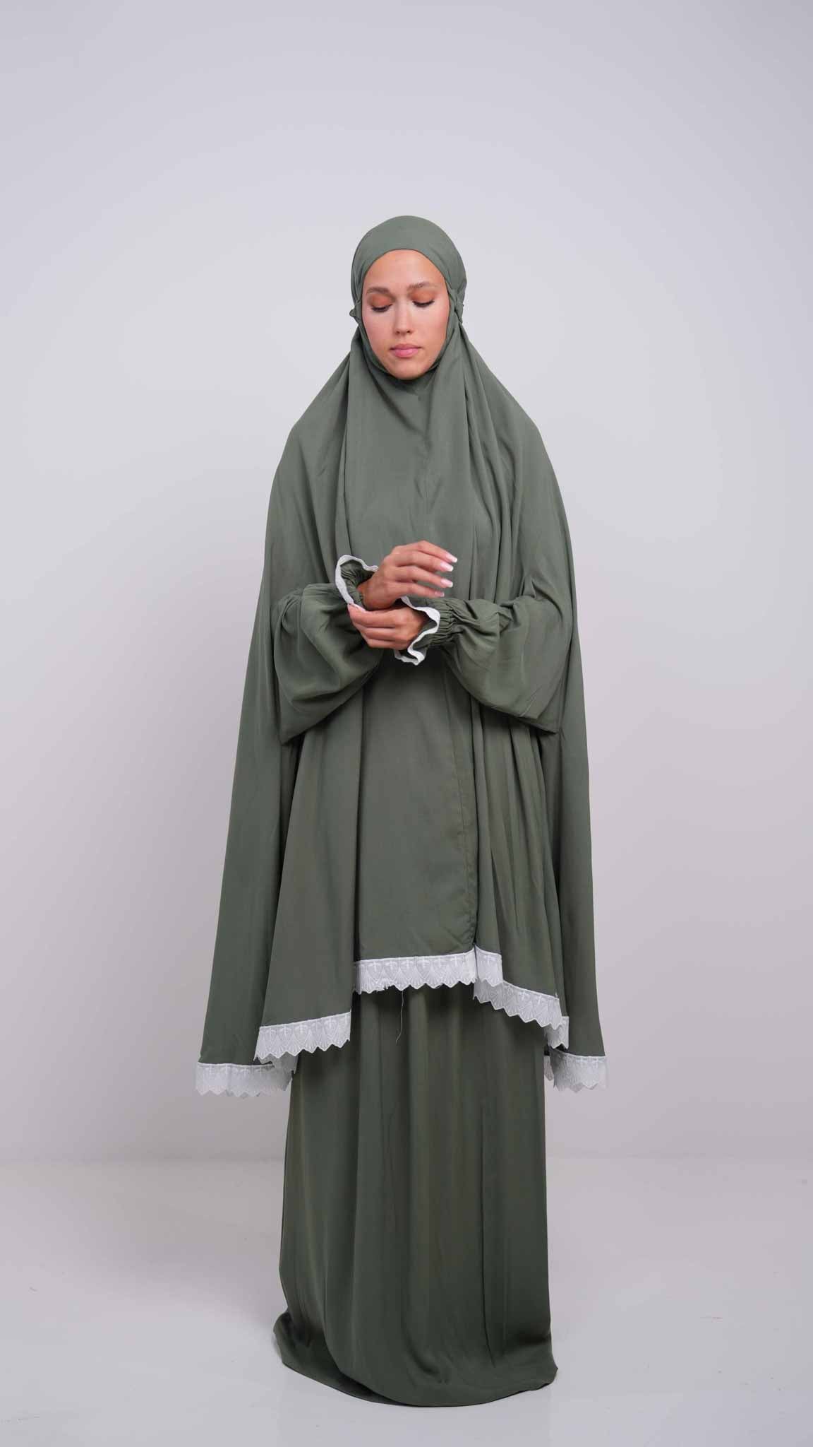 Olive Green Two Piece Prayer Gown
