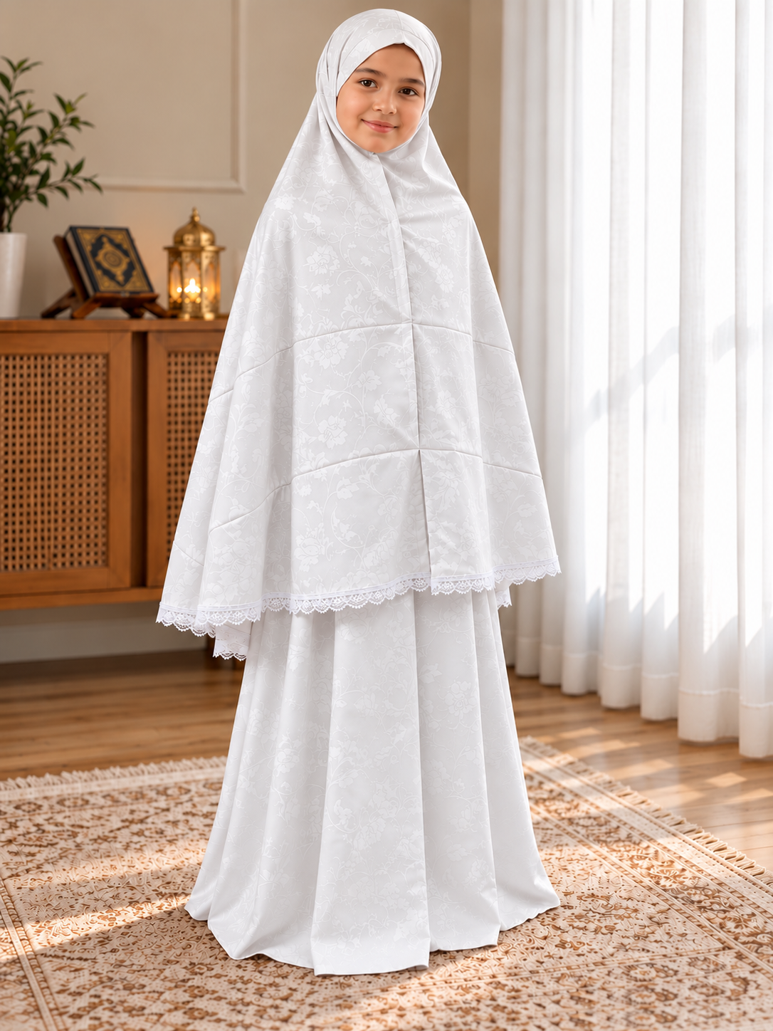 Jacquard Kids Prayer Gown – 2 Pieces (9 Years)
