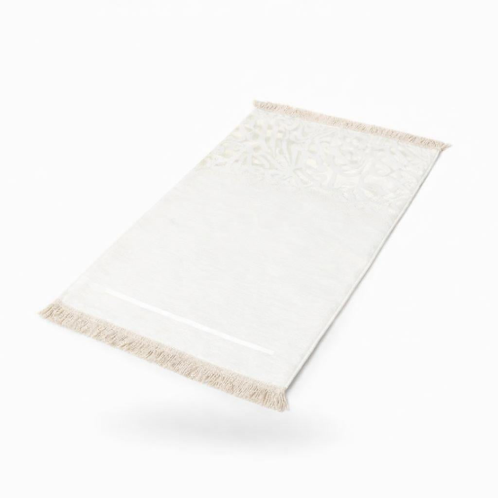 Off-White Velvet Padded Al Motanabi Premium Prayer Mat