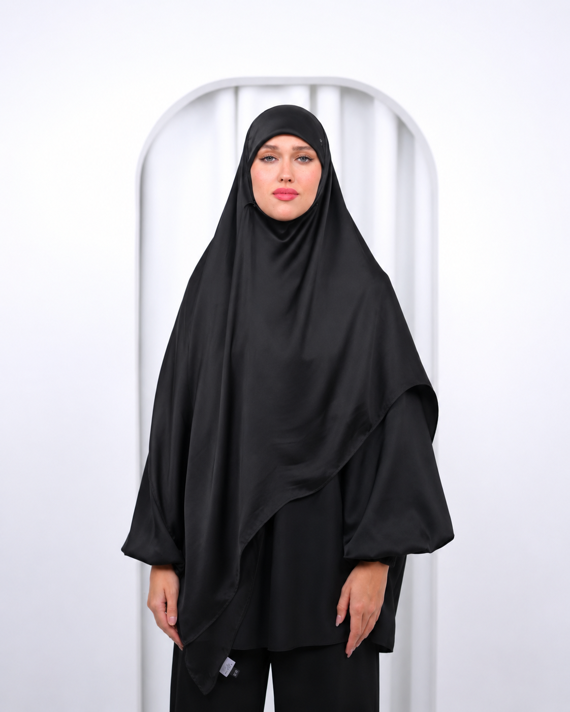 Plain Turkish  silk black scarf