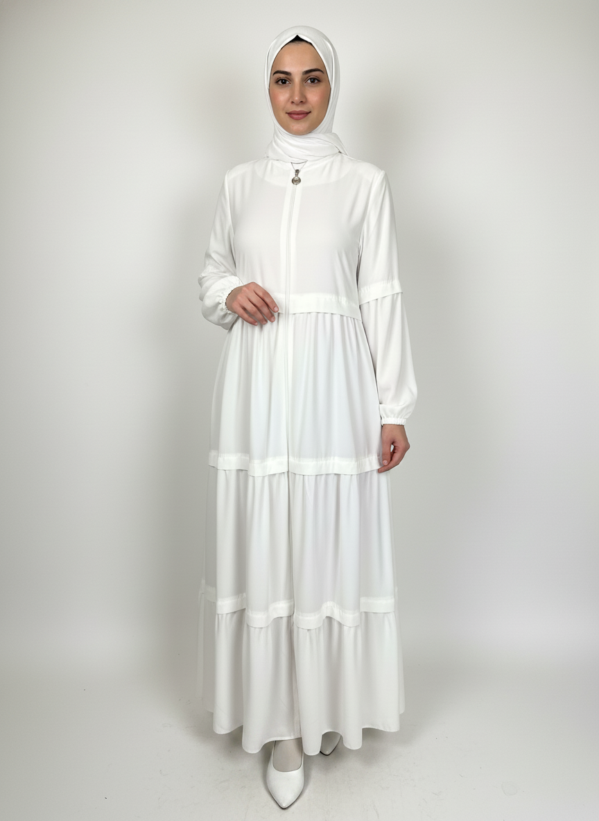 White abaya with zipper Minival