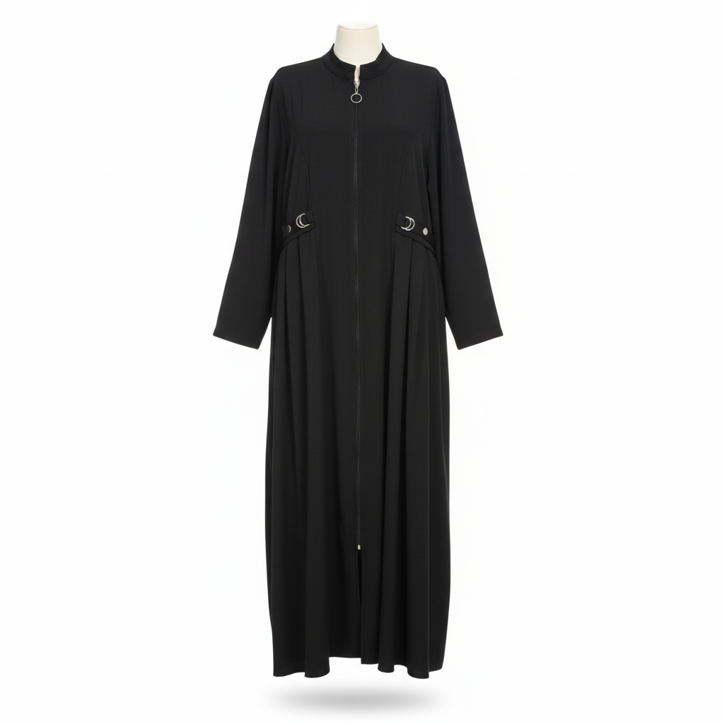 Deniz Black Crepe Abaya